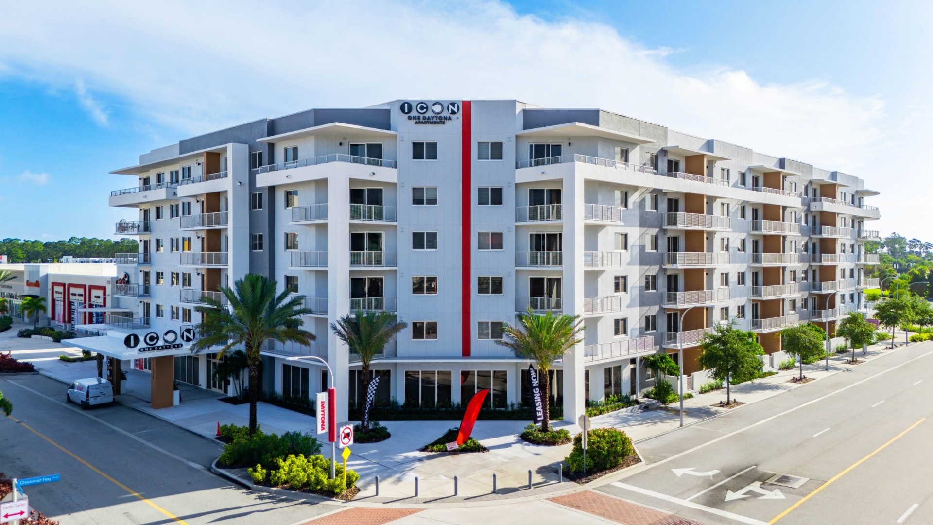One Daytona coastal residential building at sunset