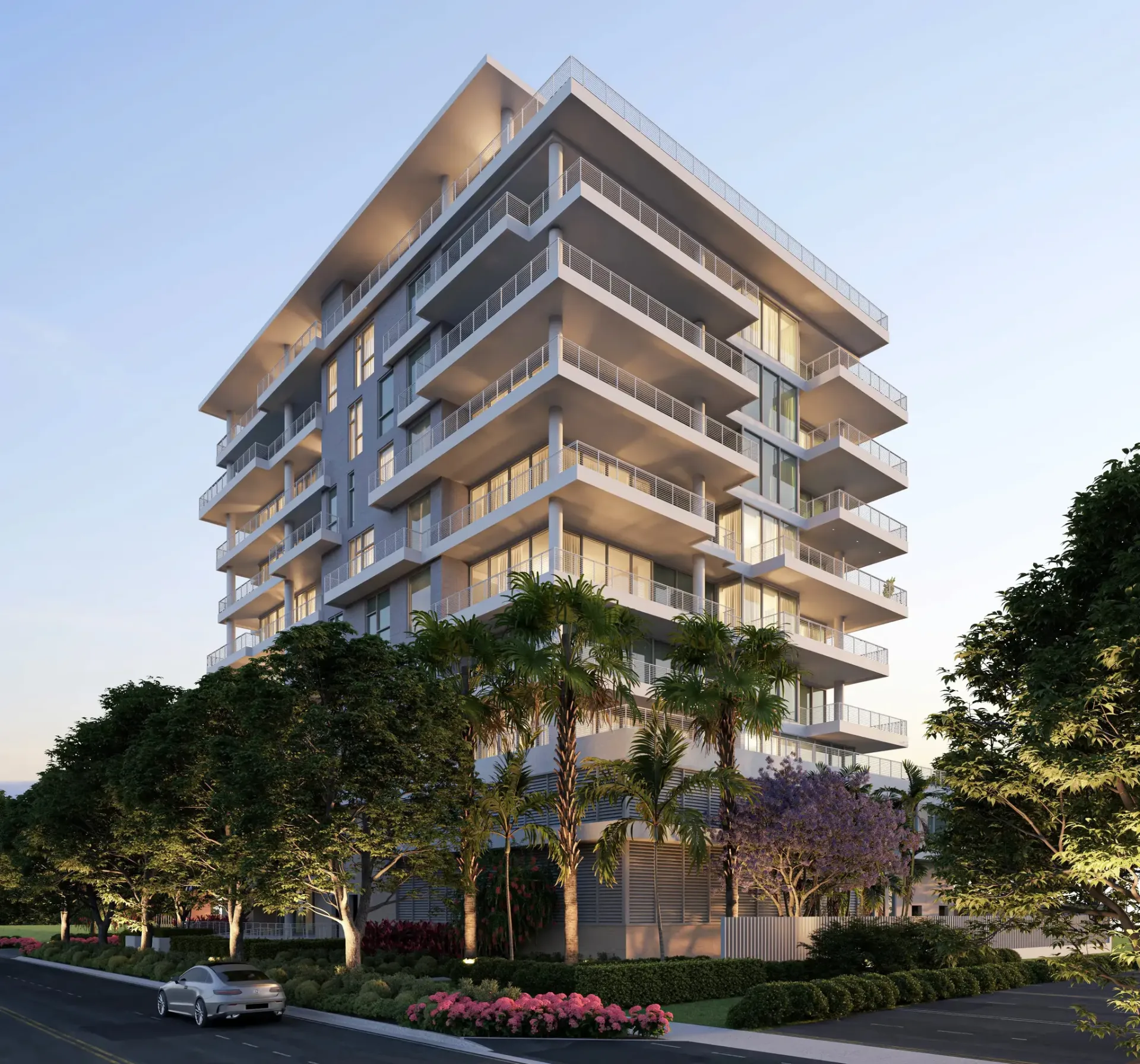 The Terraces luxury high-rise rooftop at dusk